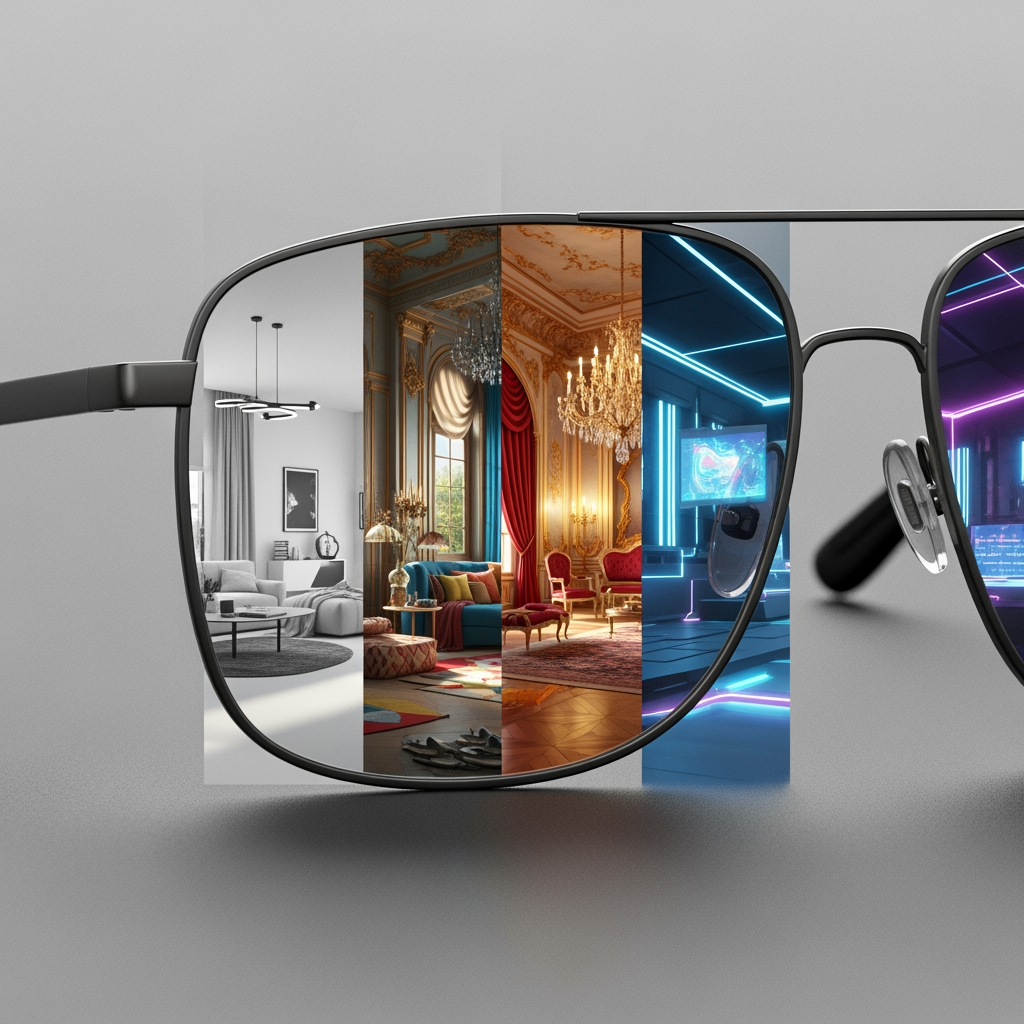 AI Design for sunglass reflection room style change