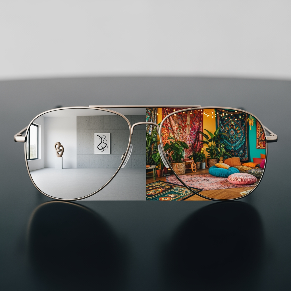 AI Design for sunglass reflection room style change