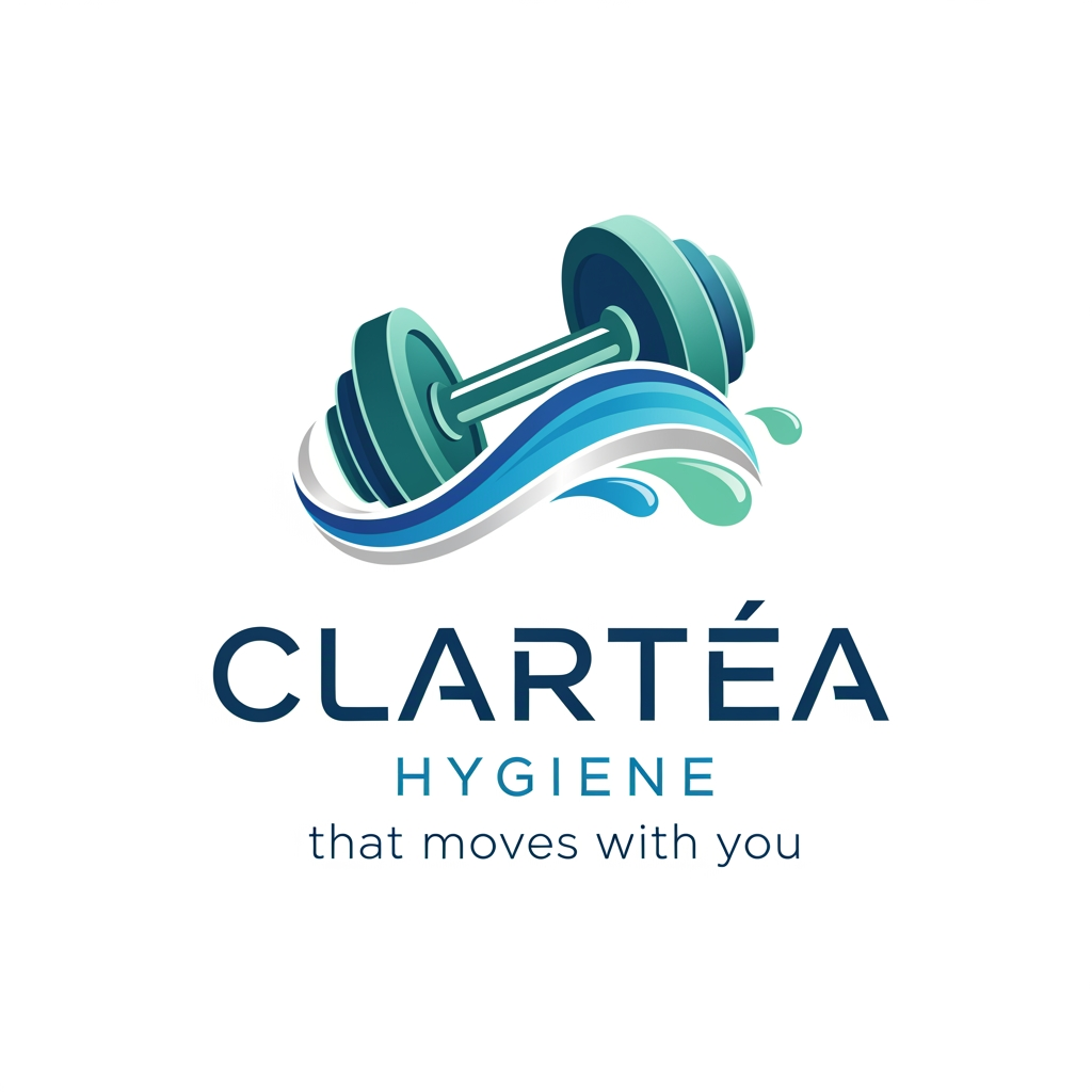 AI Design for it its for a sports accessory brand Clartéa hygiene that moves with you make a logo ita a for a fitness amt