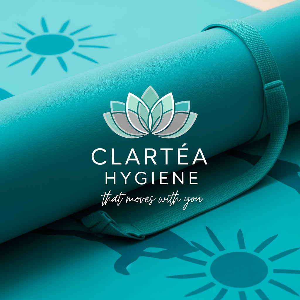 AI Design for it its for a sports accessory brand Clartéa hygiene that moves with you make a logo ita a for a yoga amt