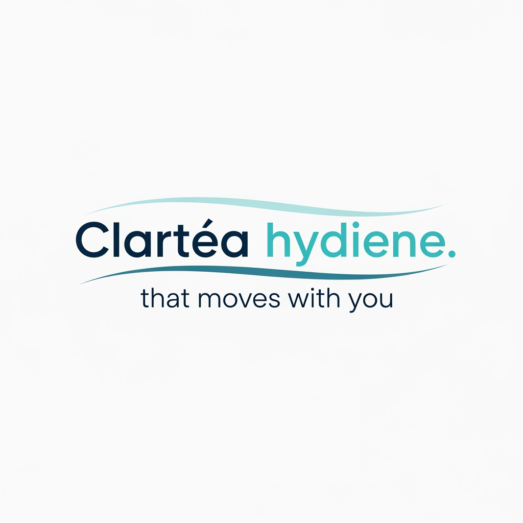 AI Design for dont add any omages i want the logo to be just the name Clartéa hygiene that moves with you