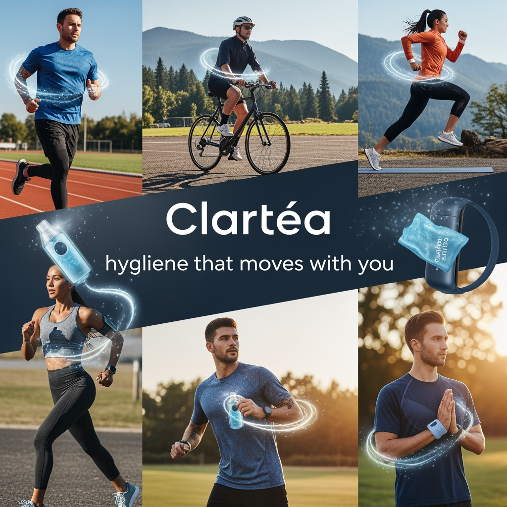 AI Design for it its for a sports accessory brand Clartéa hygiene that moves with you