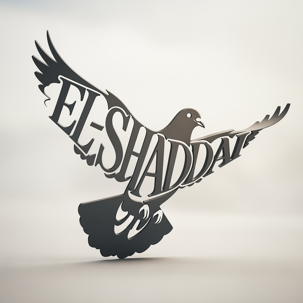 AI Design for EL-SHADDAI typographic design in pigeon silhoutte