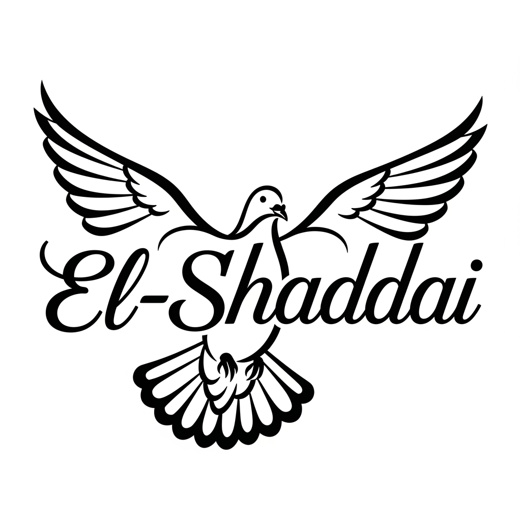 AI Design for El-Shaddai typographic illustration as pigeon in black color and transparent background