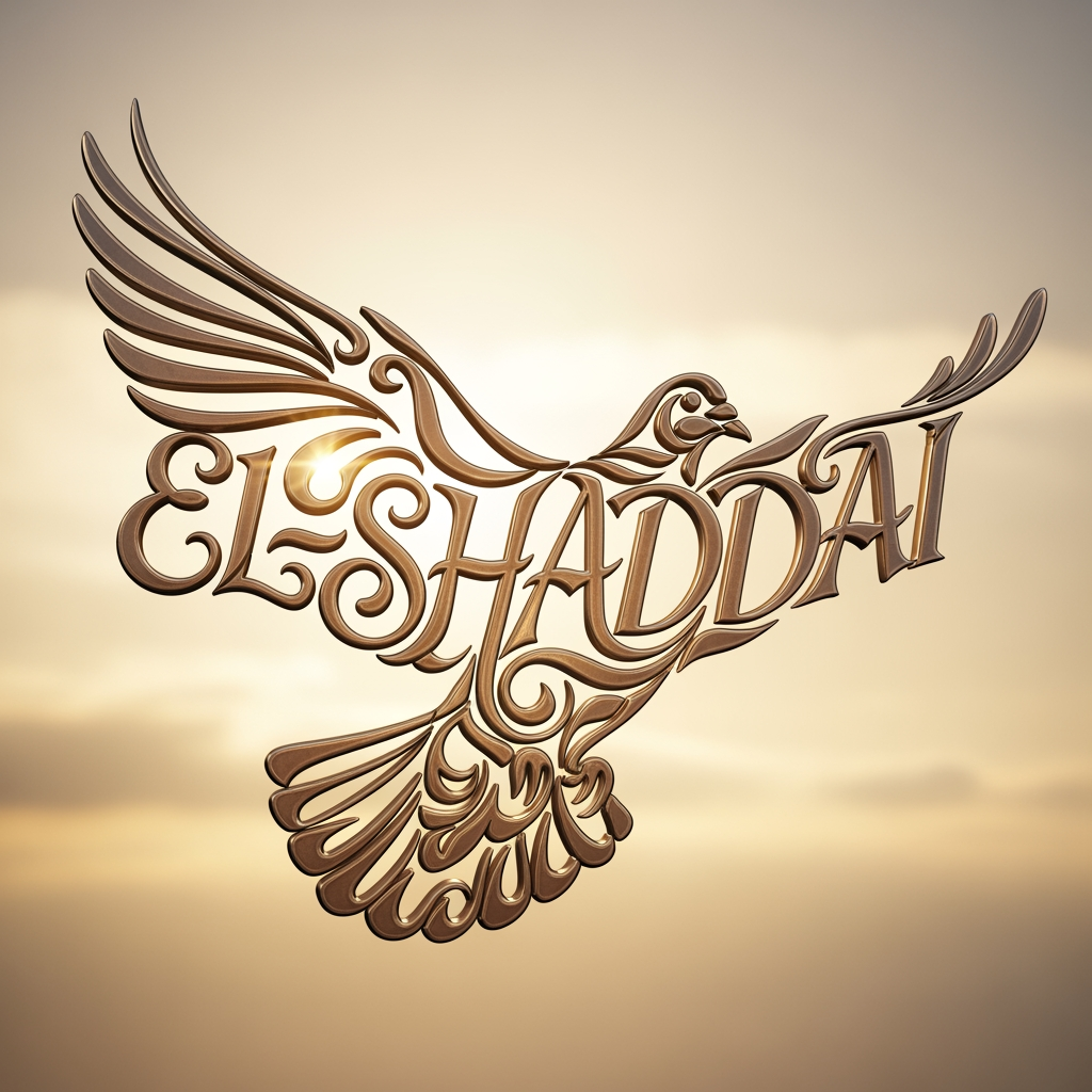 AI Design for EL-SHADDAI typographic design in pigeon silhoutte