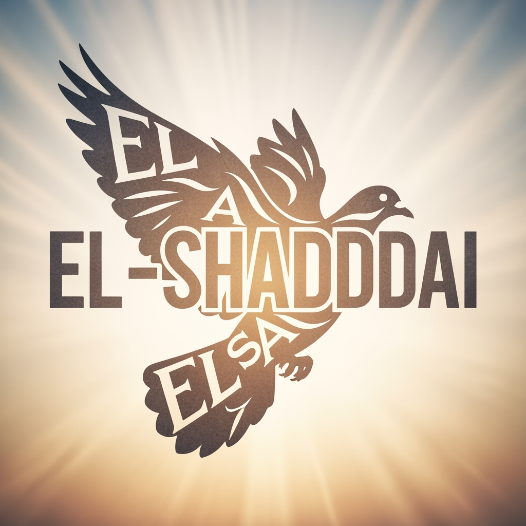 AI Design for EL-SHADDAI typographic design in pigeon silhoutte