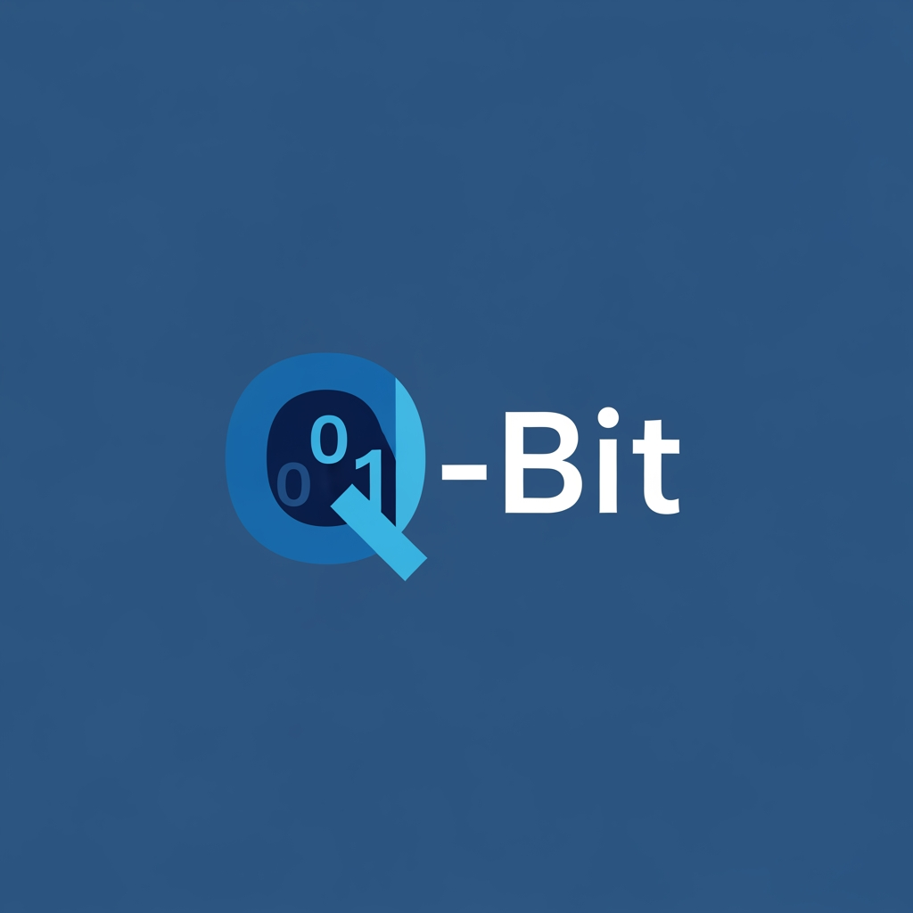 AI Design for i want minimal logo design suggestion for my edtech brand name "Q-Bit" color pallete in blues , background mono color