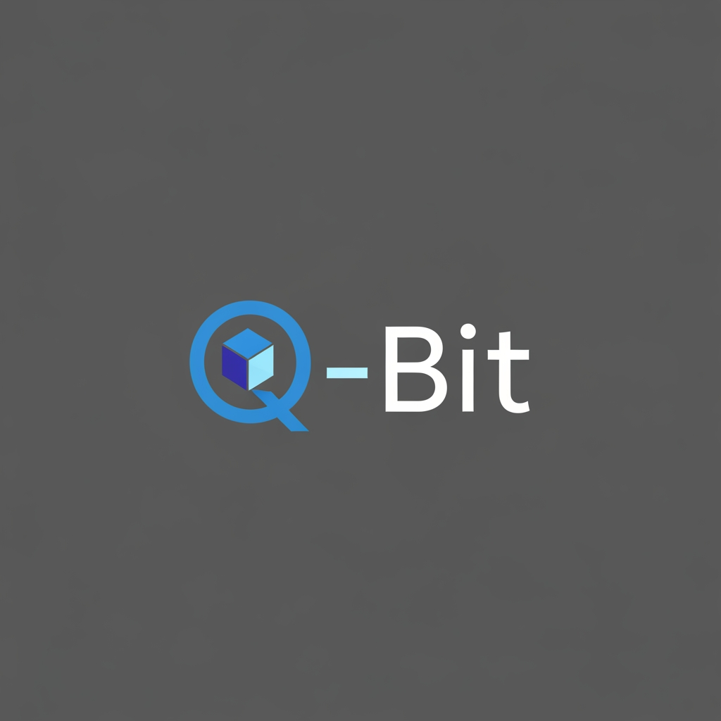 AI Design for i want minimal logo design suggestion for my edtech brand name "Q-Bit" color pallete in blues , background mono color modern style