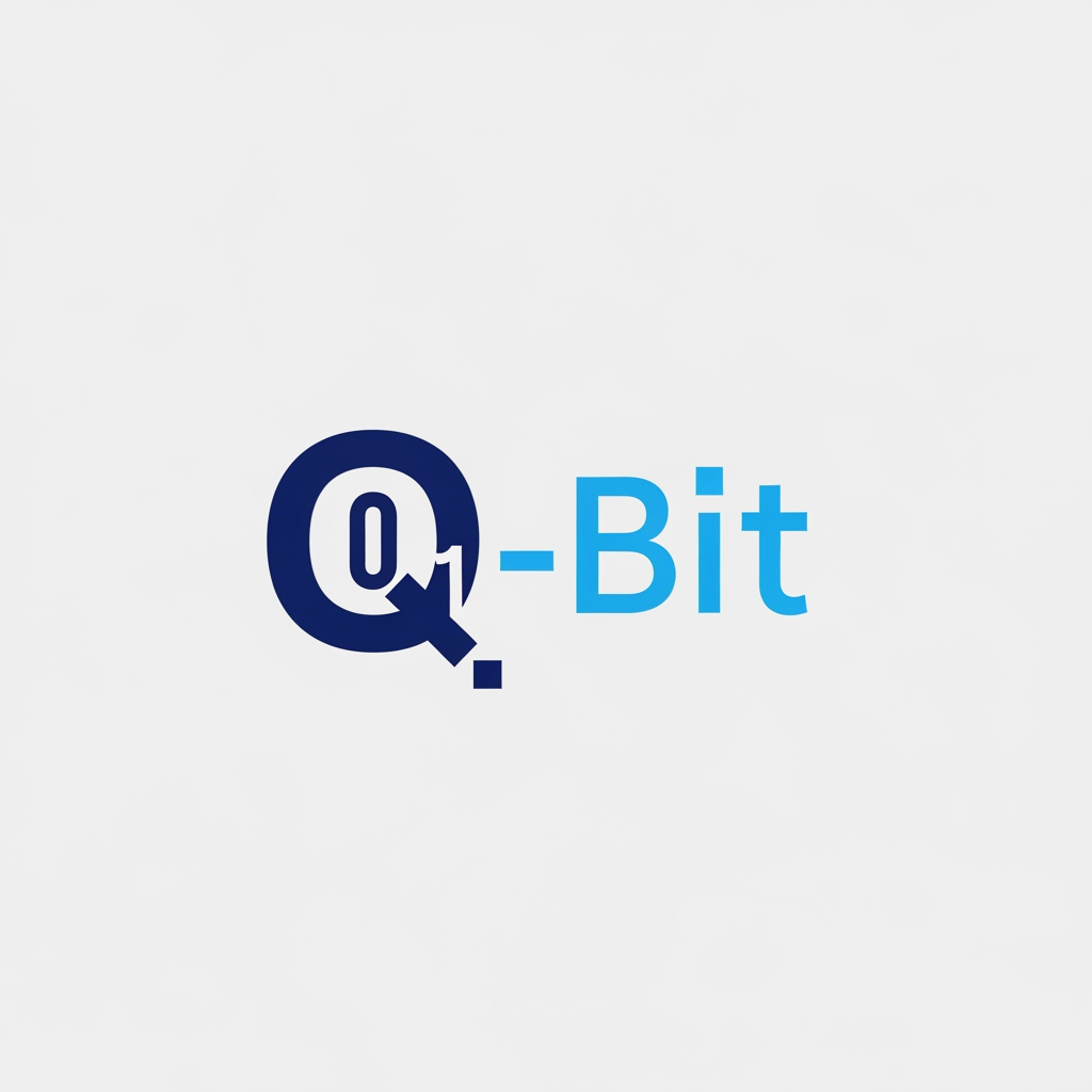 AI Design for i want minimal logo design suggestion for my edtech brand name "Q-Bit" color pallete in blues , background mono color