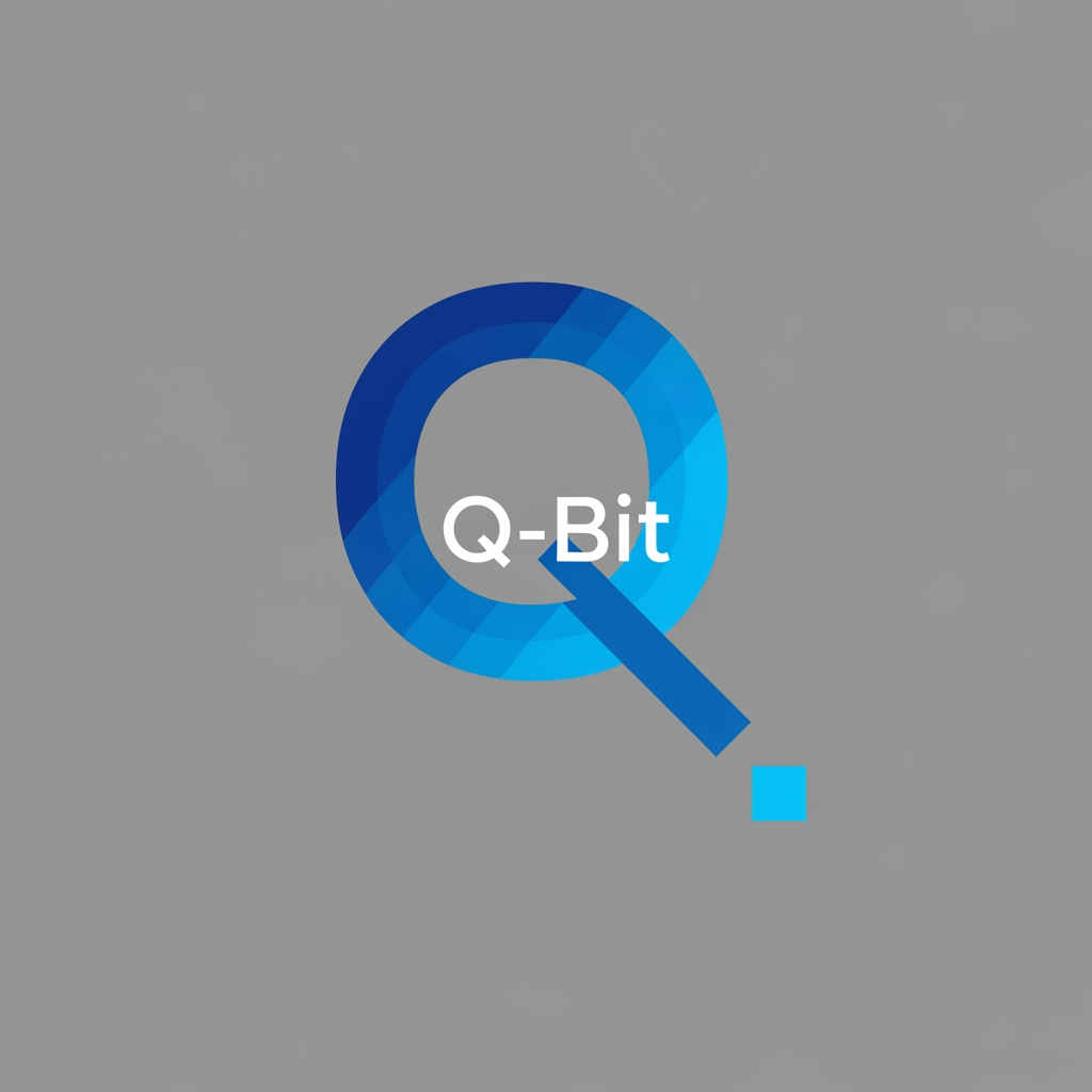 AI Design for i want minimal logo design suggestion for my edtech brand name "Q-Bit" color pallete in blues , background mono color