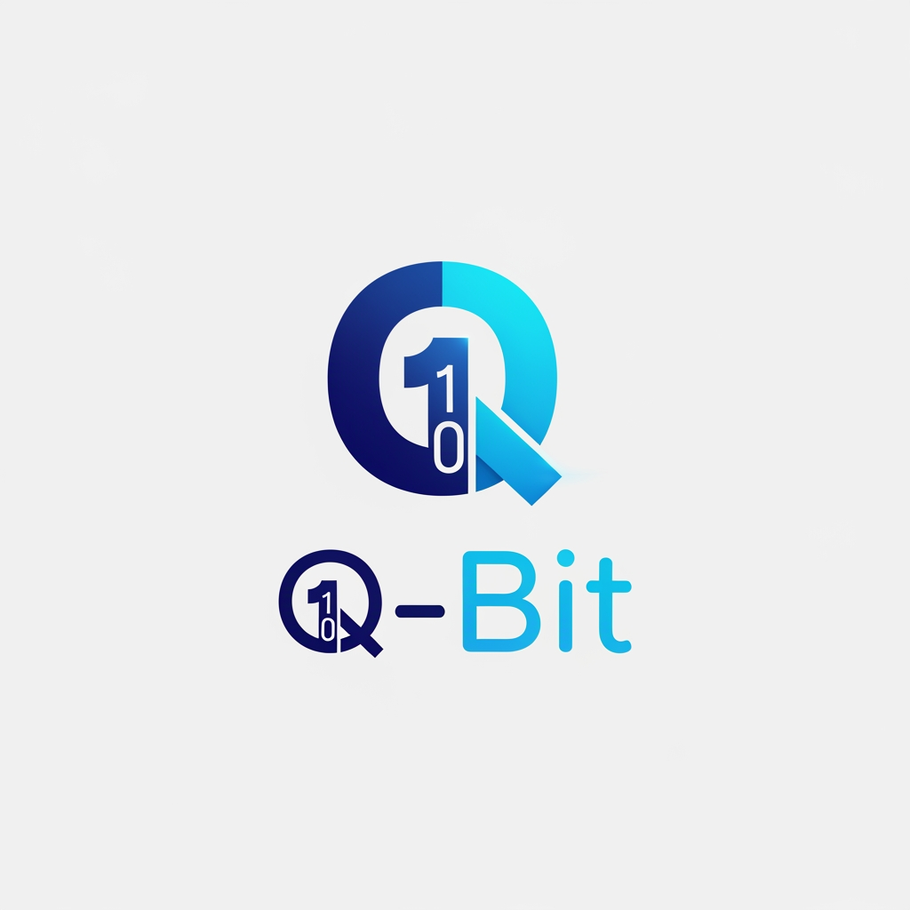 AI Design for i want minimal logo design suggestion for my edtech brand name "Q-Bit" color pallete in blues , background mono color modern style