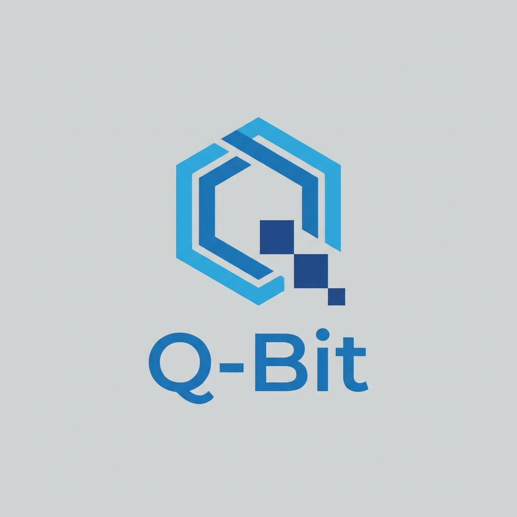 AI Design for i want minimal logo design suggestion for my edtech brand name "Q-Bit" color pallete in blues , background mono color