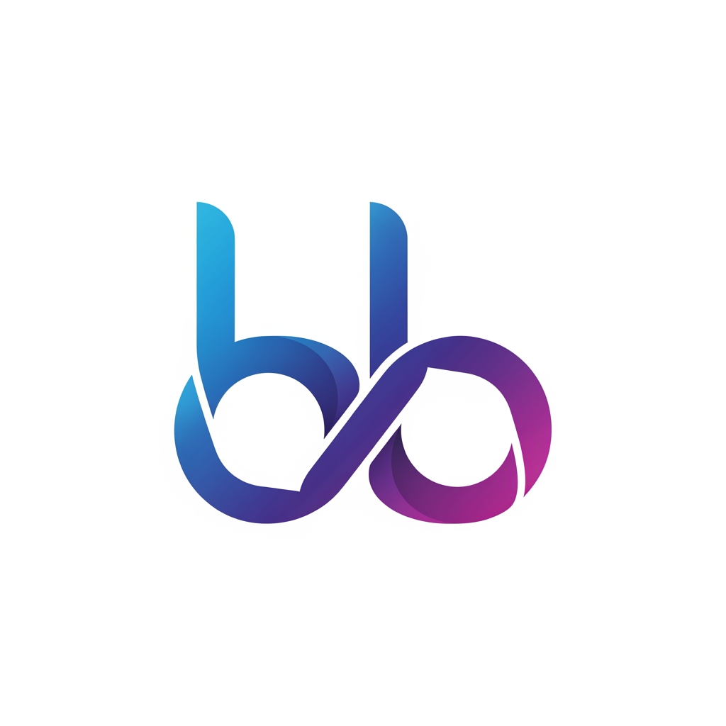 AI Design for Create a professional vector logo featuring the initials “BB” in a modern tech style. The two B letters are seamlessly intertwined into a single abstract monogram with smooth rounded corners and perfect symmetry. The design should suggest innovation, connectivity, and intelligence, with subtle infinity-loop inspiration. Use a clean blue-to-purple gradient, minimalist geometric shapes, crisp vector lines, and a white background. Premium startup branding aesthetic, scalable SVG-style logo, no text besides the BB monogram, suitable for app icons, websites, and business cards.