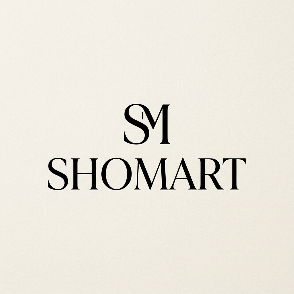 AI Design for A sophisticated and minimalist luxury logo for a store named 'Shomart', featuring elegant, high-contrast black typography on a clean, premium matte background. The design should emphasize clean lines, modern serif fonts, and a refined aesthetic to convey exclusivity and high-end retail quality.