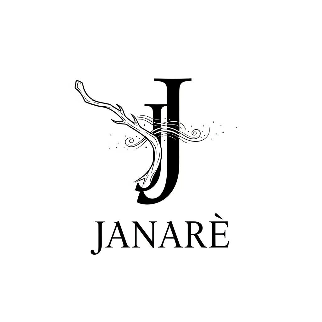 AI Design for MI CREI UN LOGO DI UNA J GRANDE E DOPPIA CON LA SCRITTA SOTTO JANARE DEVE ESSERE ISPIRATO ALLE STREGHE PERCHè è UN LOGO PER LA LEGGENDA BENEVENTANA SULLE JANARE E IL NOCE PERO VOGLIO CHE ME LO CREI PULITO MI PIACE IL PRIMO MA PUOI PULIRLO INTORNO E FARLO SU SFONDO BIANCO