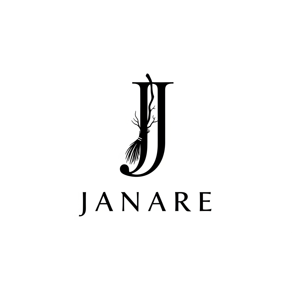 AI Design for MI CREI UN LOGO DI UNA J GRANDE E DOPPIA CON LA SCRITTA SOTTO JANARE DEVE ESSERE ISPIRATO ALLE STREGHE PERCHè è UN LOGO PER LA LEGGENDA BENEVENTANA SULLE JANARE E IL NOCE PERO VOGLIO CHE ME LO CREI PULITO MI PIACE IL PRIMO MA PUOI PULIRLO INTORNO E FARLO SU SFONDO BIANCO