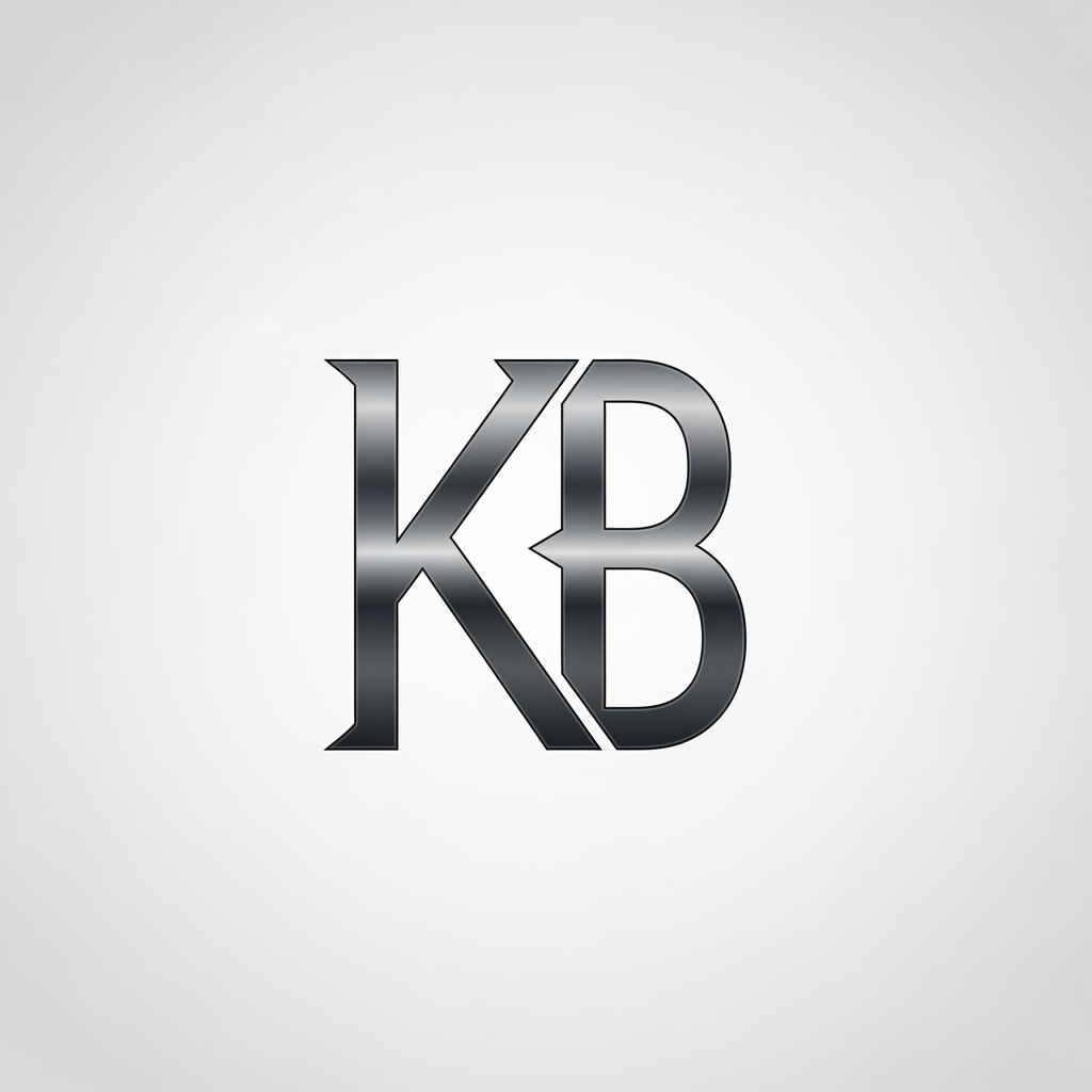 AI Design for My name is KRiz bru , Since my initials are KB, a sleek monogram is a highly professional route. Imagine a sharp, geometric "K" where the arm and leg seamlessly blend or interlock into the straight spine of the "B".