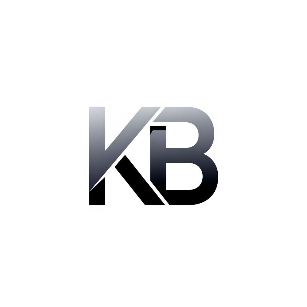 AI Design for My name is KRiz bru , Since my initials are KB, a sleek monogram is a highly professional route. Imagine a sharp, geometric "K" where the arm and leg seamlessly blend or interlock into the straight spine of the "B".