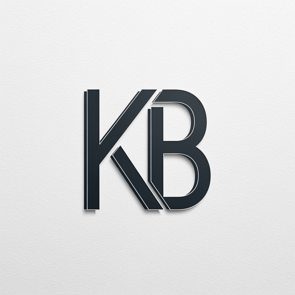 AI Design for My name is KRiz bru , Since my initials are KB, a sleek monogram is a highly professional route. Imagine a sharp, geometric "K" where the arm and leg seamlessly blend or interlock into the straight spine of the "B".
