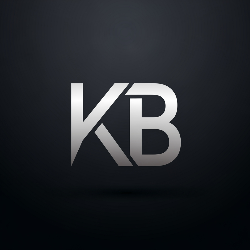 AI Design for My name is KRiz bru , Since my initials are KB, a sleek monogram is a highly professional route. Imagine a sharp, geometric "K" where the arm and leg seamlessly blend or interlock into the straight spine of the "B".