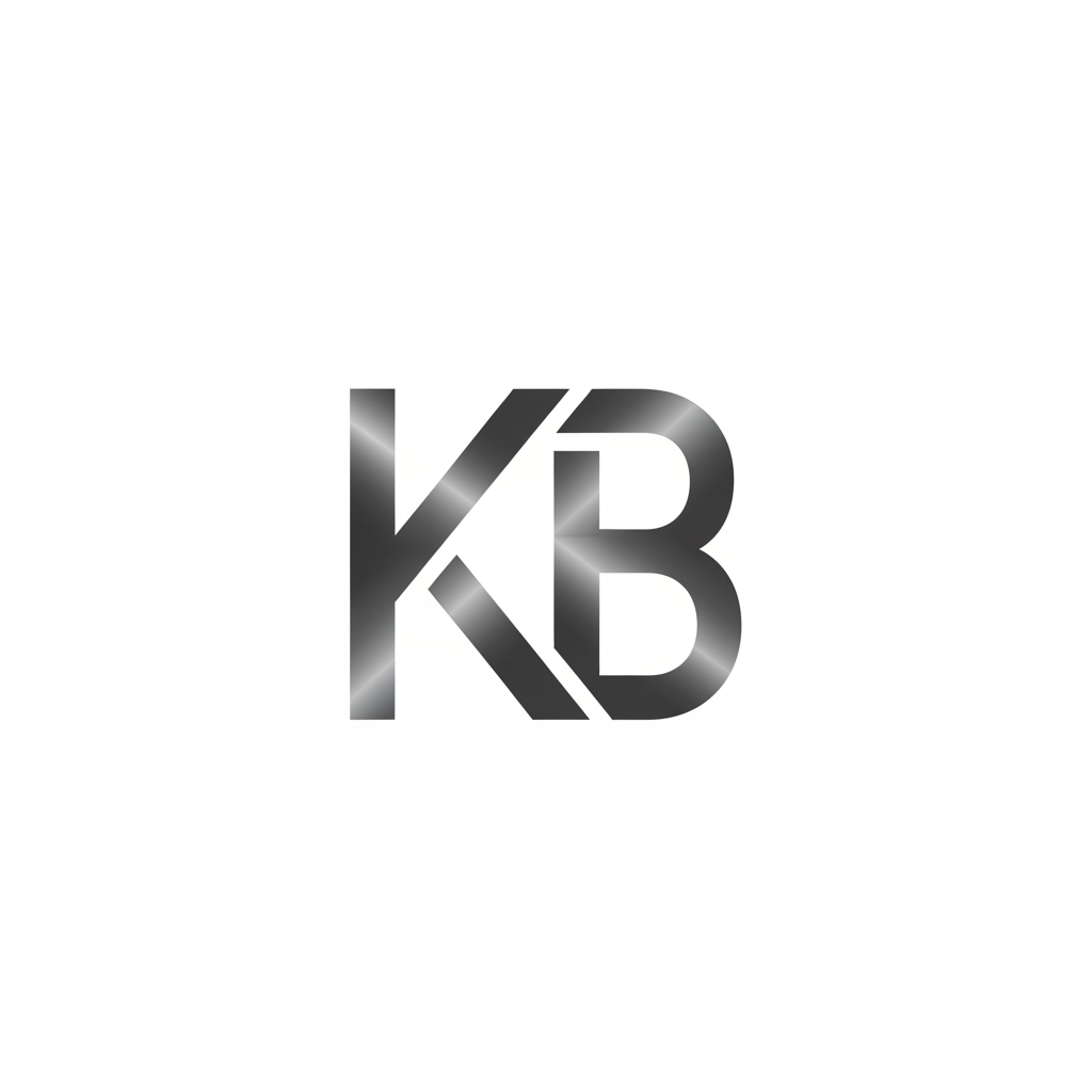AI Design for My name is KRiz bru , Since my initials are KB, a sleek monogram is a highly professional route. Imagine a sharp, geometric "K" where the arm and leg seamlessly blend or interlock into the straight spine of the "B".