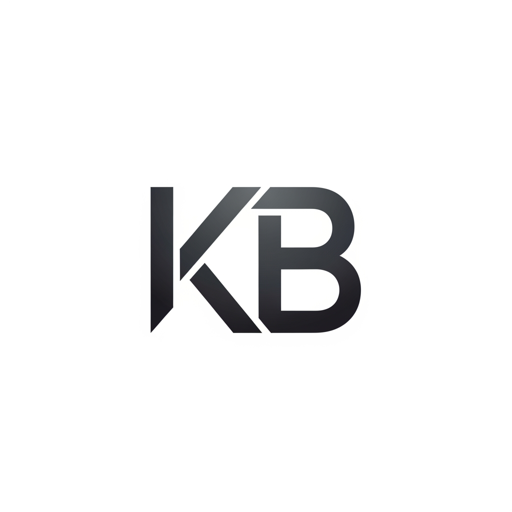 AI Design for My name is KRiz bru , Since my initials are KB, a sleek monogram is a highly professional route. Imagine a sharp, geometric "K" where the arm and leg seamlessly blend or interlock into the straight spine of the "B".