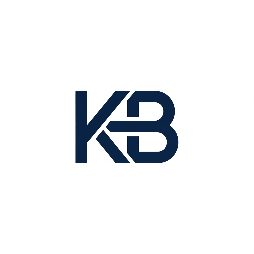 AI Design for My name is KRiz bru , Since my initials are KB, a sleek monogram is a highly professional route. Imagine a sharp, geometric "K" where the arm and leg seamlessly blend or interlock into the straight spine of the "B".