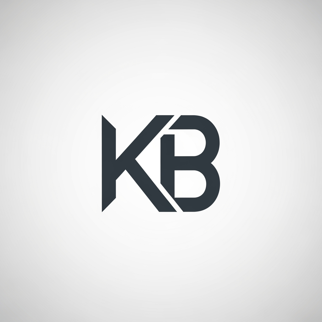 AI Design for My name is KRiz bru , Since my initials are KB, a sleek monogram is a highly professional route. Imagine a sharp, geometric "K" where the arm and leg seamlessly blend or interlock into the straight spine of the "B".