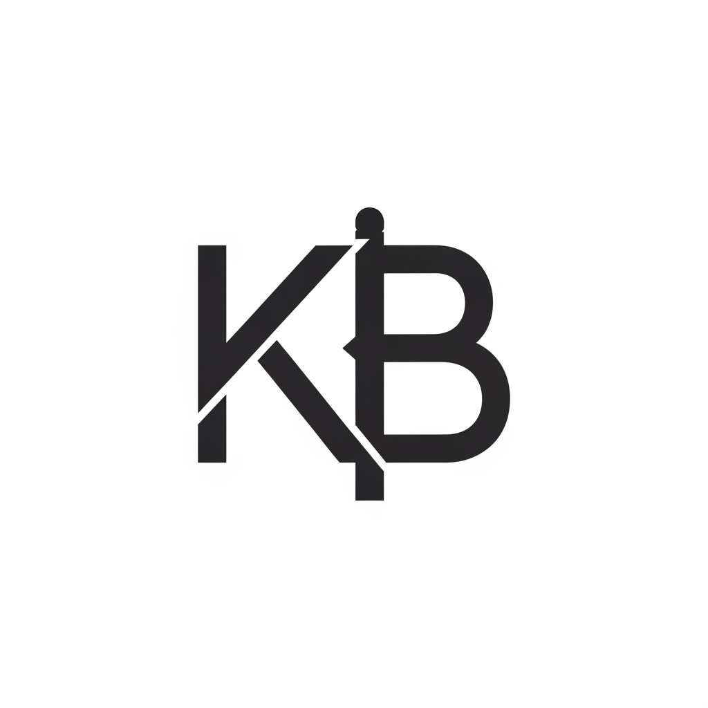 AI Design for My name is KRiz bru , Since my initials are KB, a sleek monogram is a highly professional route. Imagine a sharp, geometric "K" where the arm and leg seamlessly blend or interlock into the straight spine of the "B".