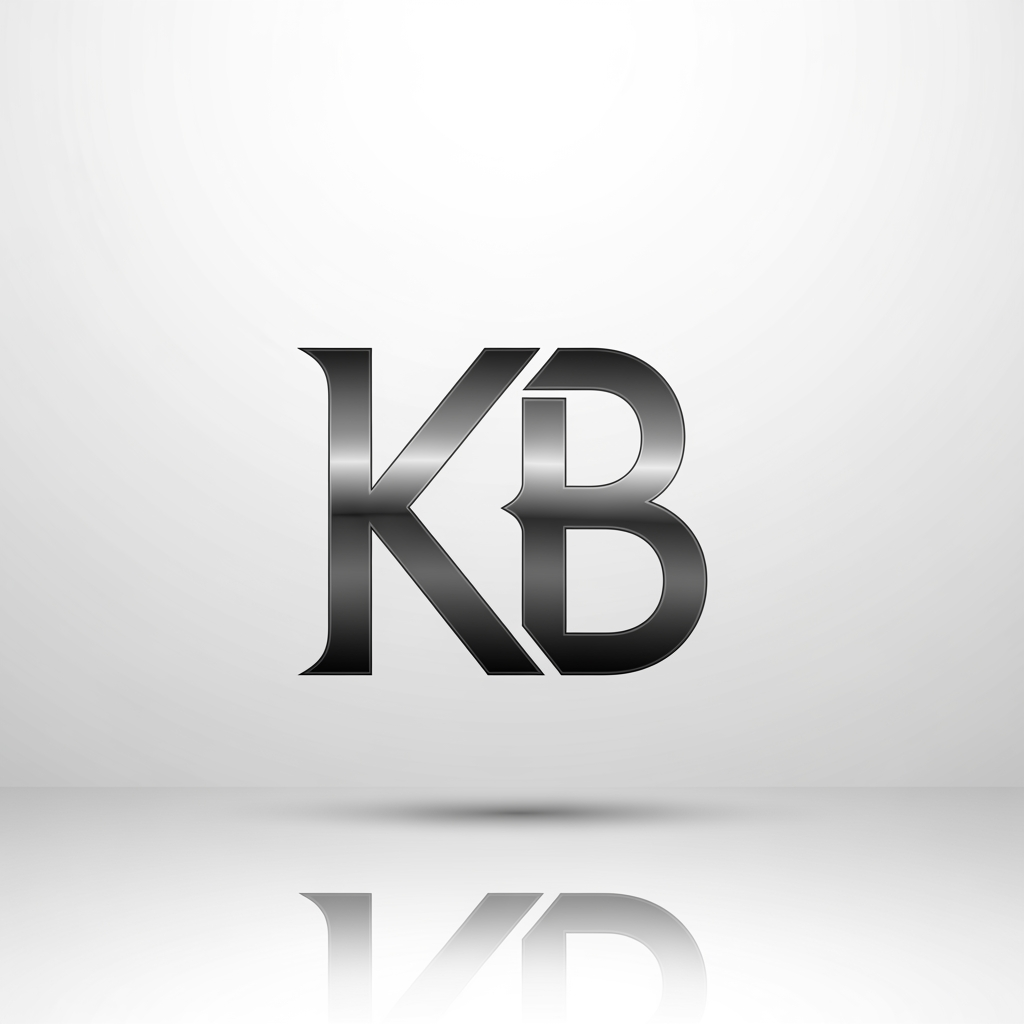 AI Design for My name is KRiz bru , Since my initials are KB, a sleek monogram is a highly professional route. Imagine a sharp, geometric "K" where the arm and leg seamlessly blend or interlock into the straight spine of the "B".