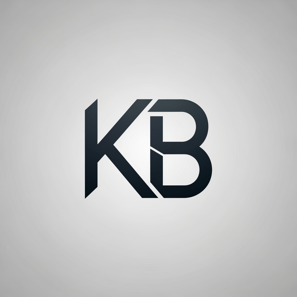 AI Design for My name is KRiz bru , Since my initials are KB, a sleek monogram is a highly professional route. Imagine a sharp, geometric "K" where the arm and leg seamlessly blend or interlock into the straight spine of the "B".