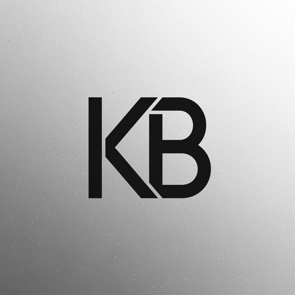 AI Design for My name is KRiz bru , Since my initials are KB, a sleek monogram is a highly professional route. Imagine a sharp, geometric "K" where the arm and leg seamlessly blend or interlock into the straight spine of the "B".