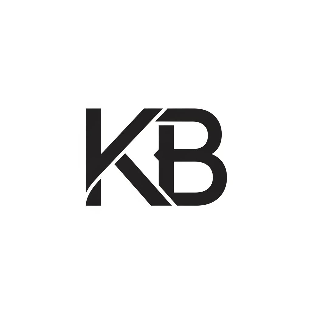 AI Design for My name is KRiz bru , Since my initials are KB, a sleek monogram is a highly professional route. Imagine a sharp, geometric "K" where the arm and leg seamlessly blend or interlock into the straight spine of the "B".