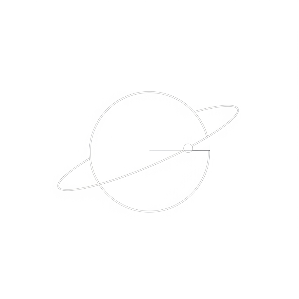 AI Design for нарисуй круг а вокруг него линию как будто орбита
все в белых цветах
минимализм максимальный
в моменте где орбита попадает на круг в кругу появляется растояние до это линии
используй одну орбиту