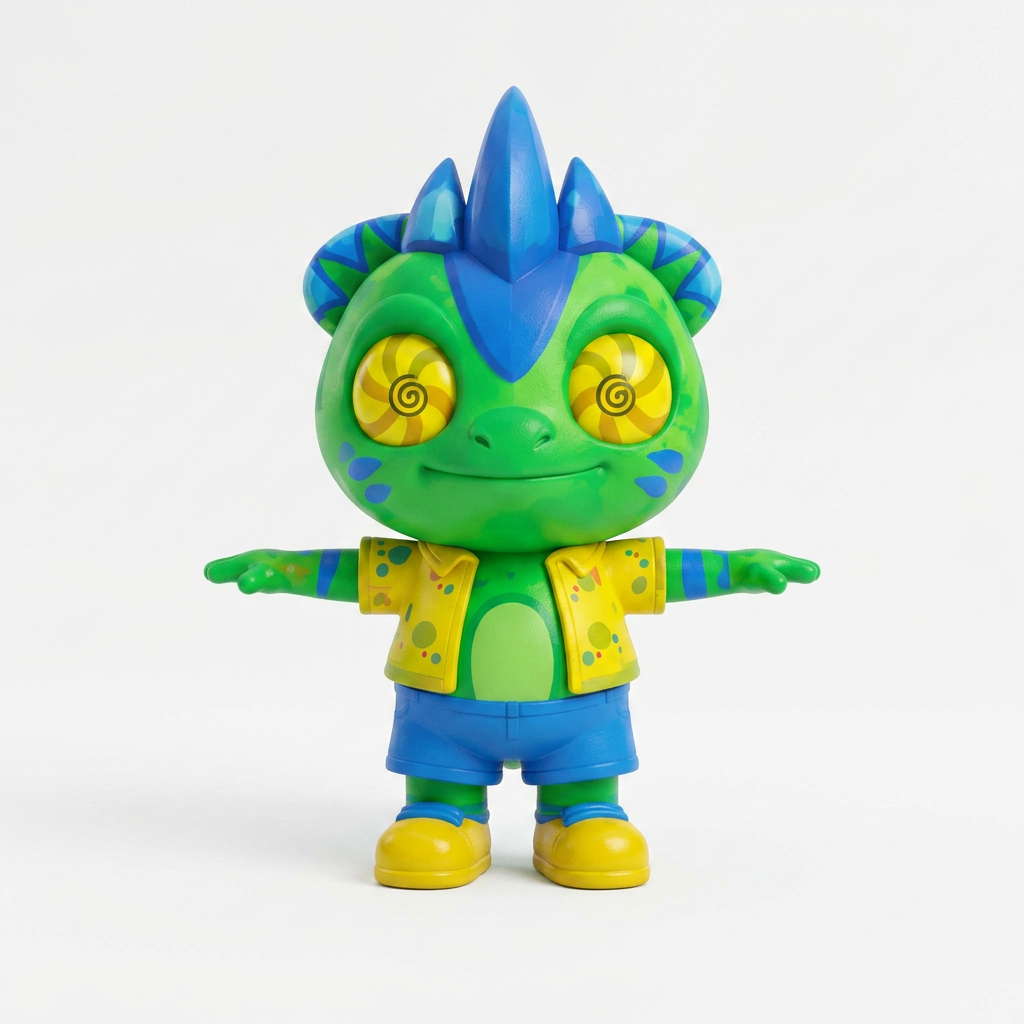 AI Design for like the last cahrachter make and image of this charachter in a t pose from the front and put a white backdrop behind him