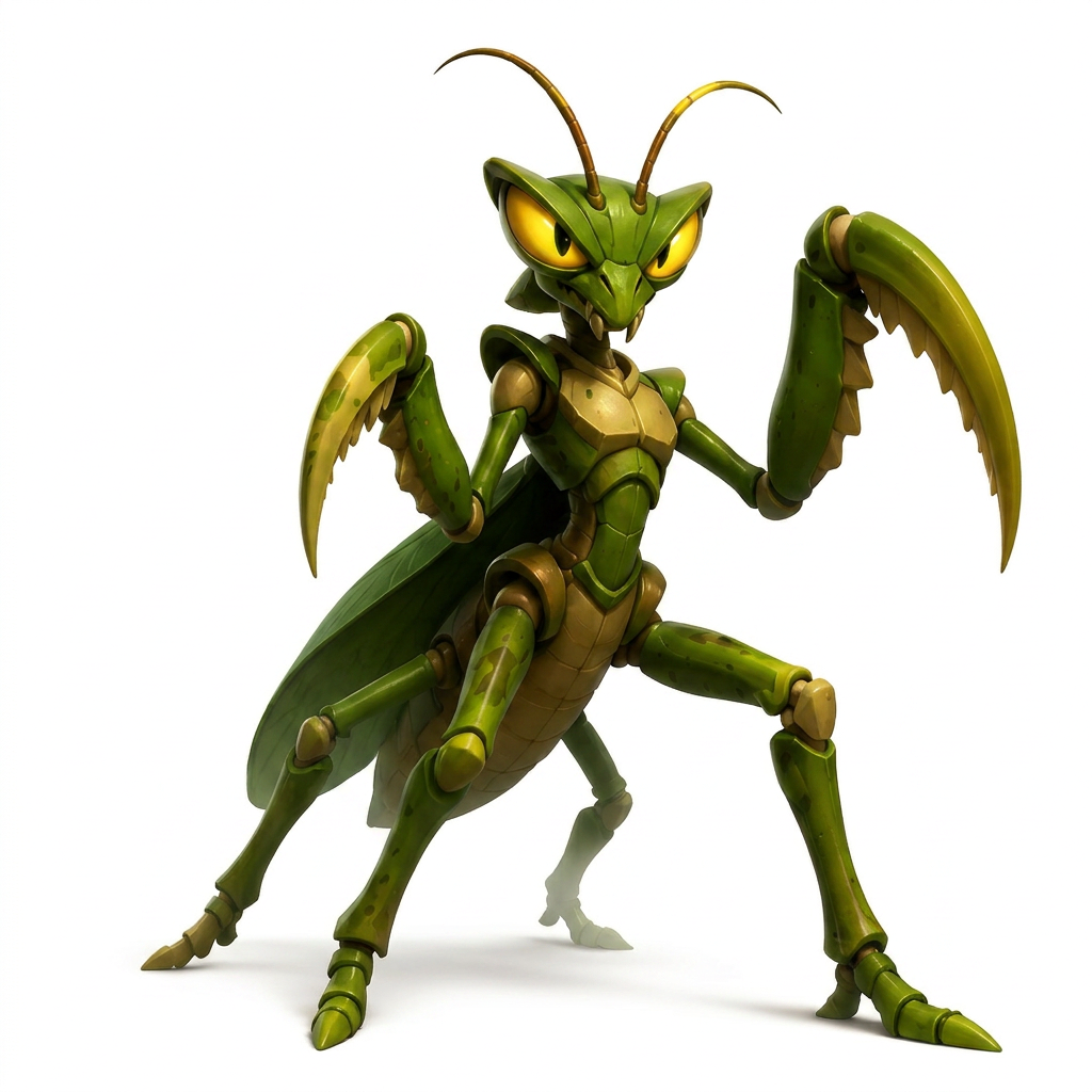 AI Design for sseparate the charachters and remove background and only put the mantis