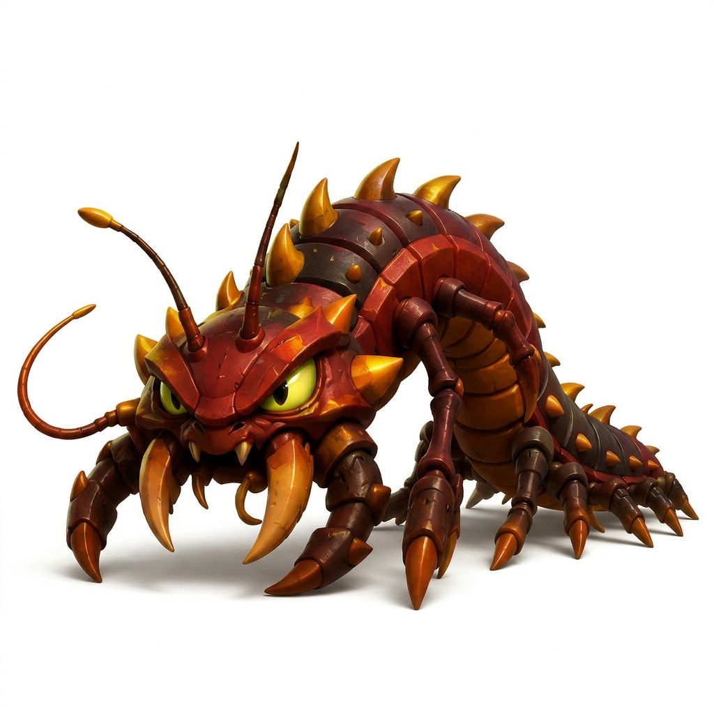 AI Design for sseparate the charachters and remove background and only put the centipede