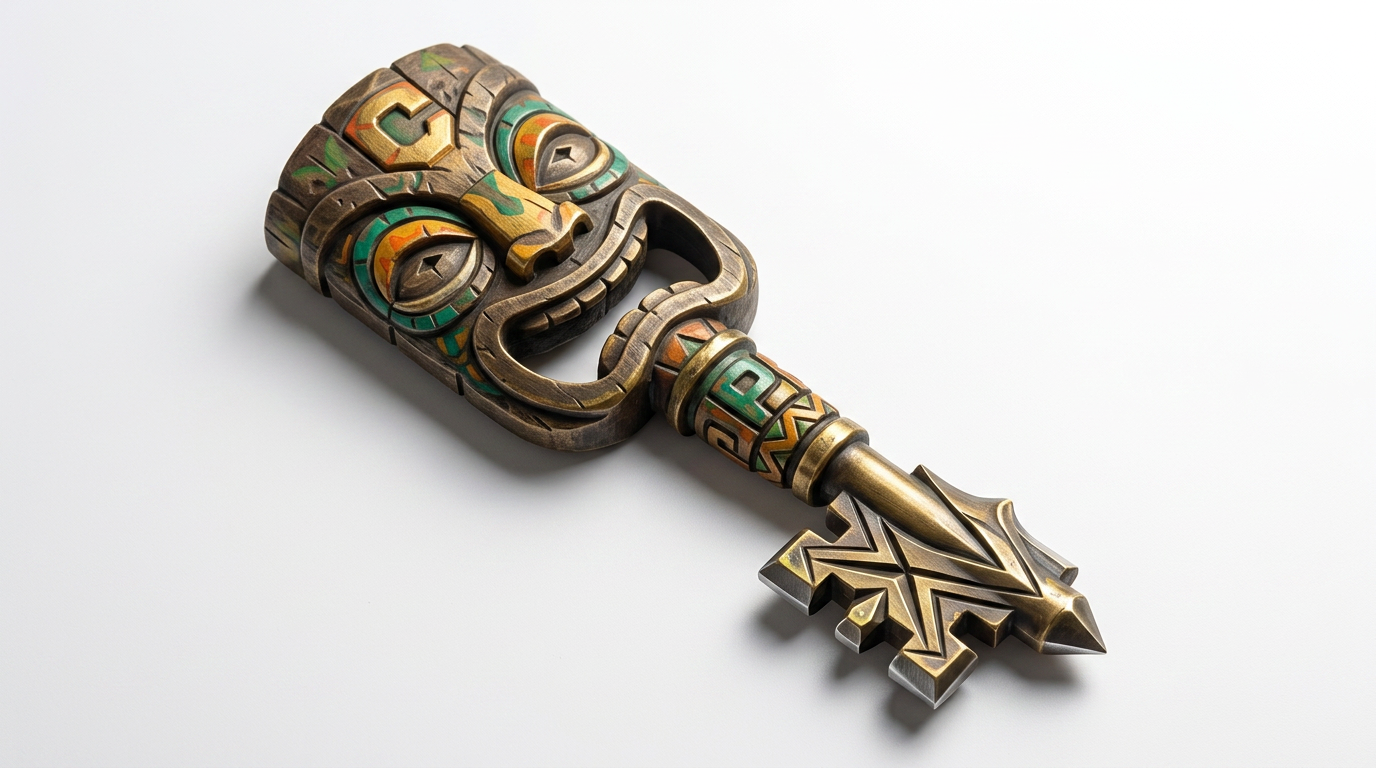 AI Design for turn him into a key that is sharp and cartoony