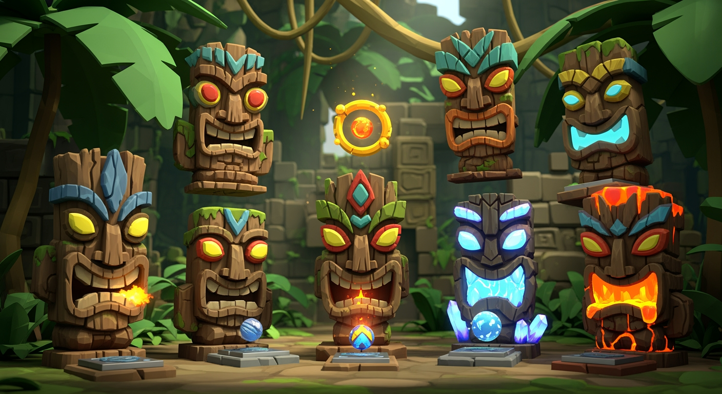 AI Design for make more tiki statue variants and make them more video game like