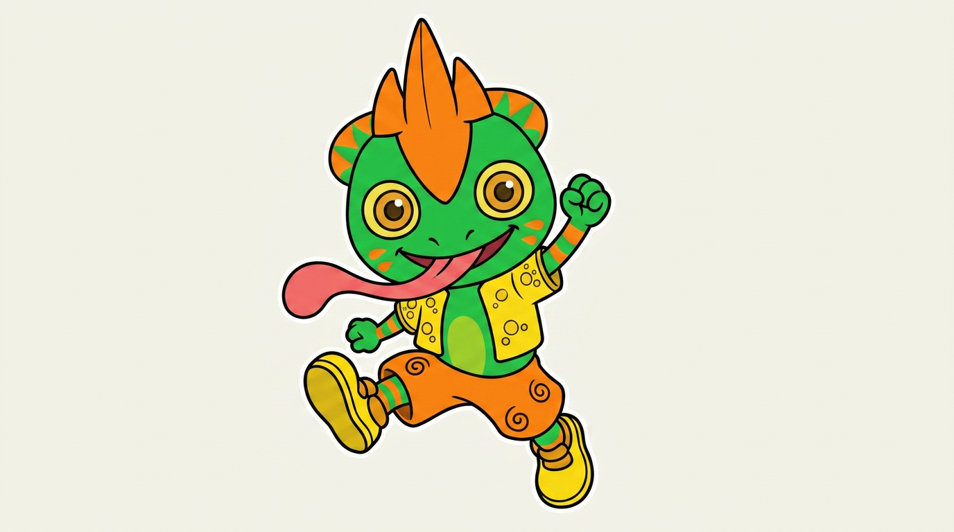AI Design for remove background put charachter in a cartoon art style with simple colours minimal shading bold black lineart and vubrant colouring