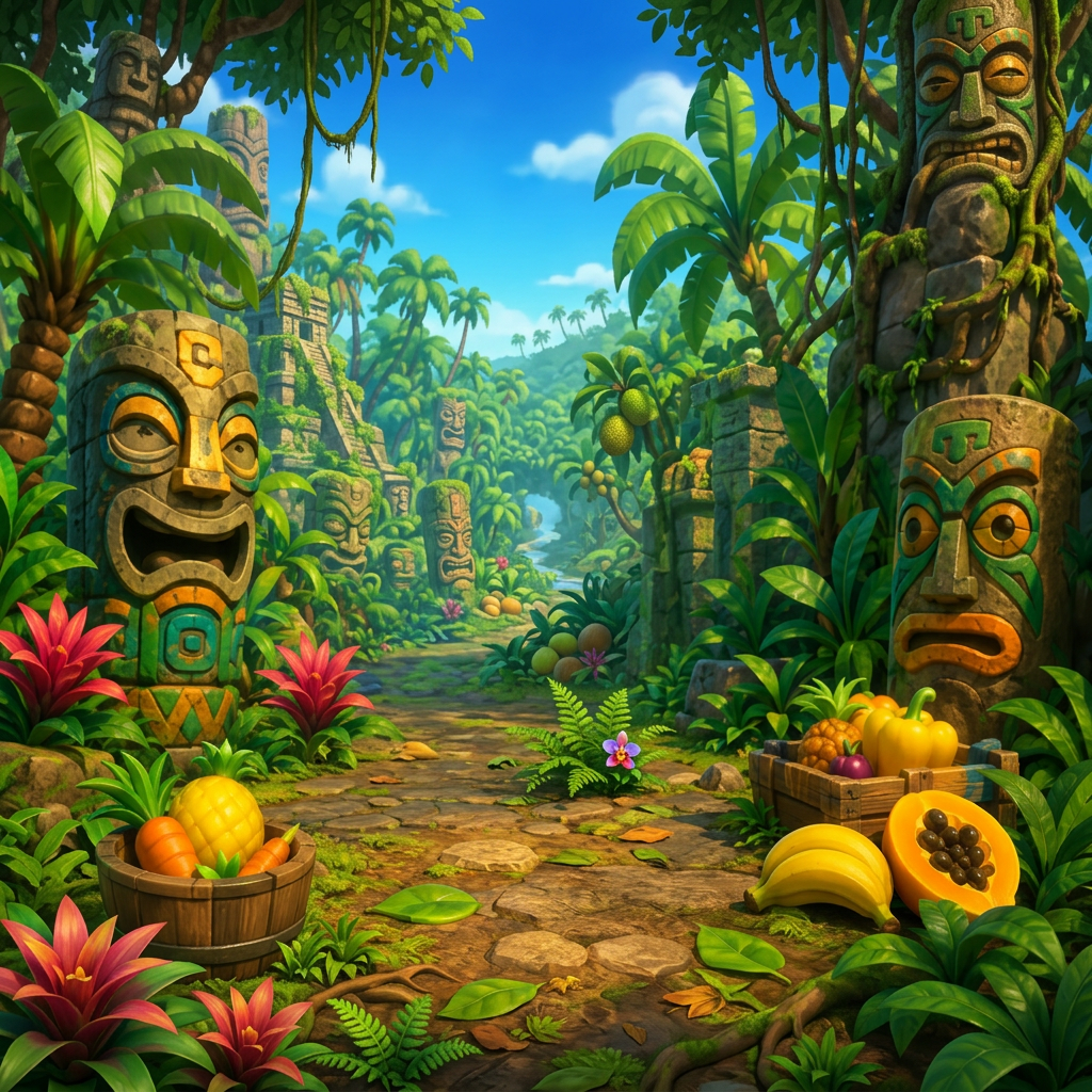 AI Design for REMOVE THE CHARACHTER FROM THIS IMAGE AND ONLY PUT THE LUSH BACKDROP AND EXPANDIT