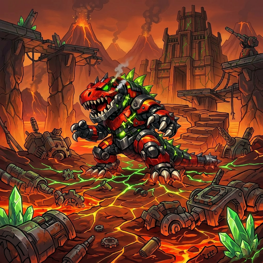 AI Design for less green crystals way less to be excact more lava volcanoes and platformer enviroment