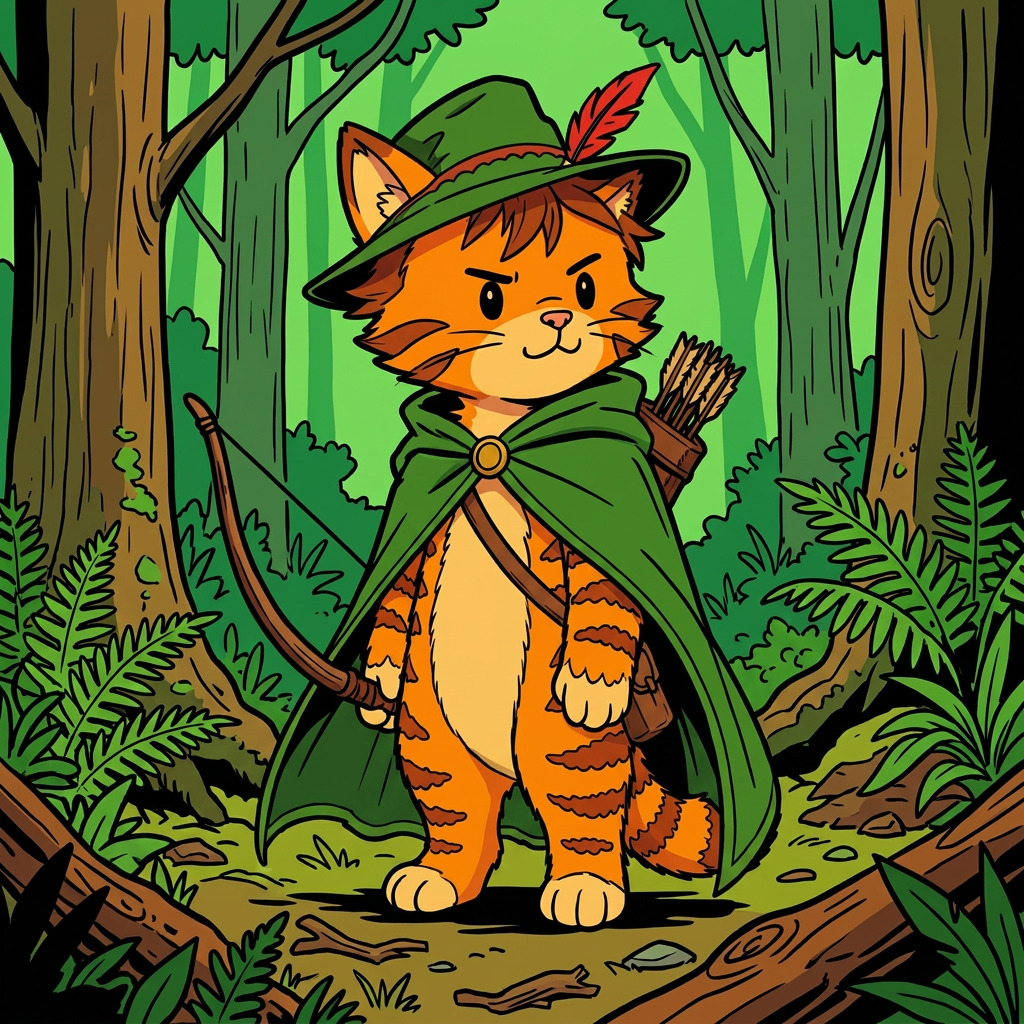AI Design for more bolder comic book art szle lines in forest minimal shading vibrant colours onlz one version on the image bold black lines less detail like wrinklz lines more curvz and bolder