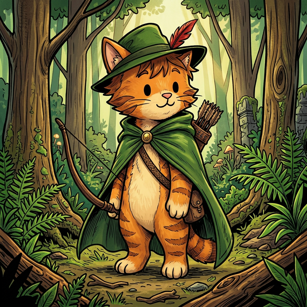 AI Design for Transform the character into a professional fantasy storybook illustration while preserving the exact design, proportions, pose, expression, colors, and simple black dot eyes. Do not redesign the character. Use expressive, confident linework with varied line weight, organic curves, and hand-drawn energy. Combine clean character readability with detailed painterly rendering. Add subtle fur texture, realistic fabric folds, weathered leather details, and natural woodland lighting. Rich forest atmosphere, layered foliage, adventure-novel mood, warm cinematic highlights, and detailed environmental storytelling. The line art should feel lively and artistic rather than perfectly smooth, with thicker outlines on the silhouette and finer interior details. Children's and young-adult fantasy book illustration quality, charming yet heroic, handcrafted traditional illustration feel, highly polished publishing-quality artwork.
You can also add:
Expressive inked linework, variable line thickness, organic brush pen strokes, illustrated fantasy novel aesthetic, detailed but readable, hand-painted storybook textures, classic adventure book charm.
The key phrase I'd definitely include is:
"Preserve the simple dot eyes and original proportions; increase artistic detail through linework, texture, lighting, and rendering rather than redesigning the character."
That tells the AI not to "upgrade" the face into realistic eyes, which is what often happens.