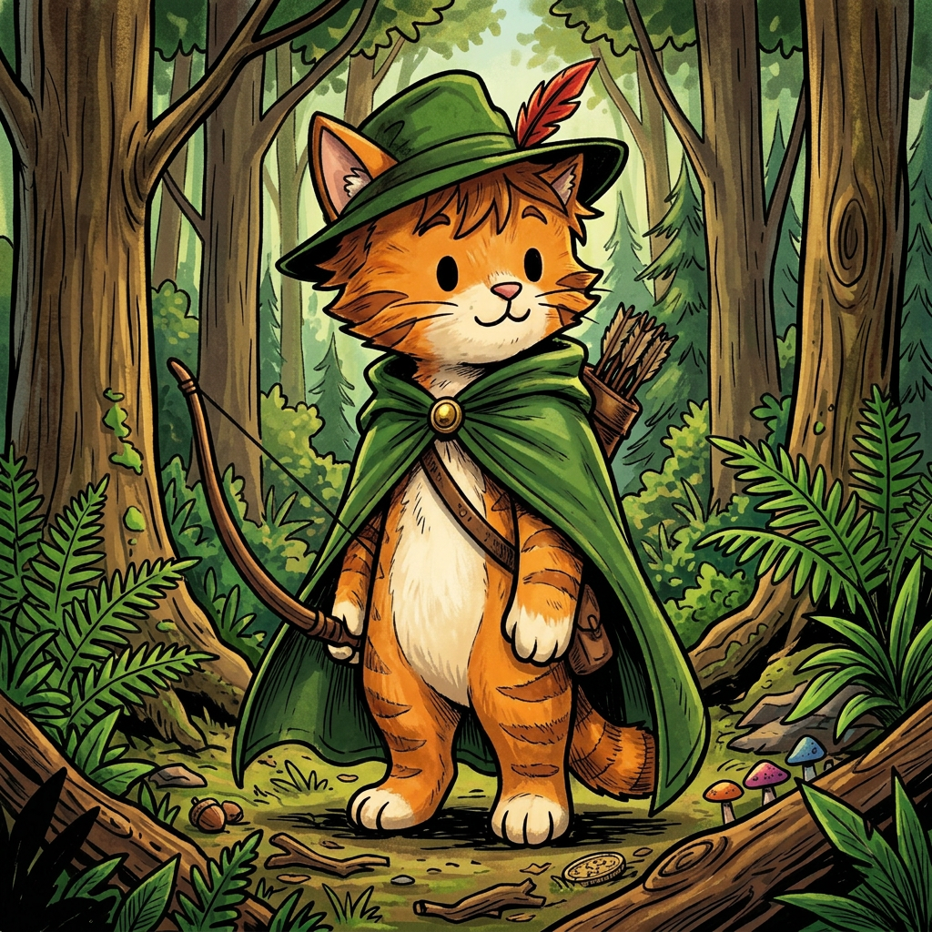 AI Design for Transform the character into a professional fantasy storybook illustration while preserving the exact design, proportions, pose, expression, colors, and simple black dot eyes. Do not redesign the character. Use expressive, confident linework with varied line weight, organic curves, and hand-drawn energy. Combine clean character readability with detailed painterly rendering. Add subtle fur texture, realistic fabric folds, weathered leather details, and natural woodland lighting. Rich forest atmosphere, layered foliage, adventure-novel mood, warm cinematic highlights, and detailed environmental storytelling. The line art should feel lively and artistic rather than perfectly smooth, with thicker outlines on the silhouette and finer interior details. Children's and young-adult fantasy book illustration quality, charming yet heroic, handcrafted traditional illustration feel, highly polished publishing-quality artwork.
You can also add:
Expressive inked linework, variable line thickness, organic brush pen strokes, illustrated fantasy novel aesthetic, detailed but readable, hand-painted storybook textures, classic adventure book charm.
The key phrase I'd definitely include is:
"Preserve the simple dot eyes and original proportions; increase artistic detail through linework, texture, lighting, and rendering rather than redesigning the character."
That tells the AI not to "upgrade" the face into realistic eyes, which is what often happens.