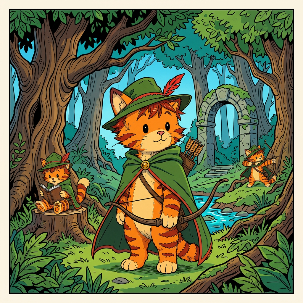 AI Design for more bolder comic book art szle lines in forest minimal shading vibrant colours