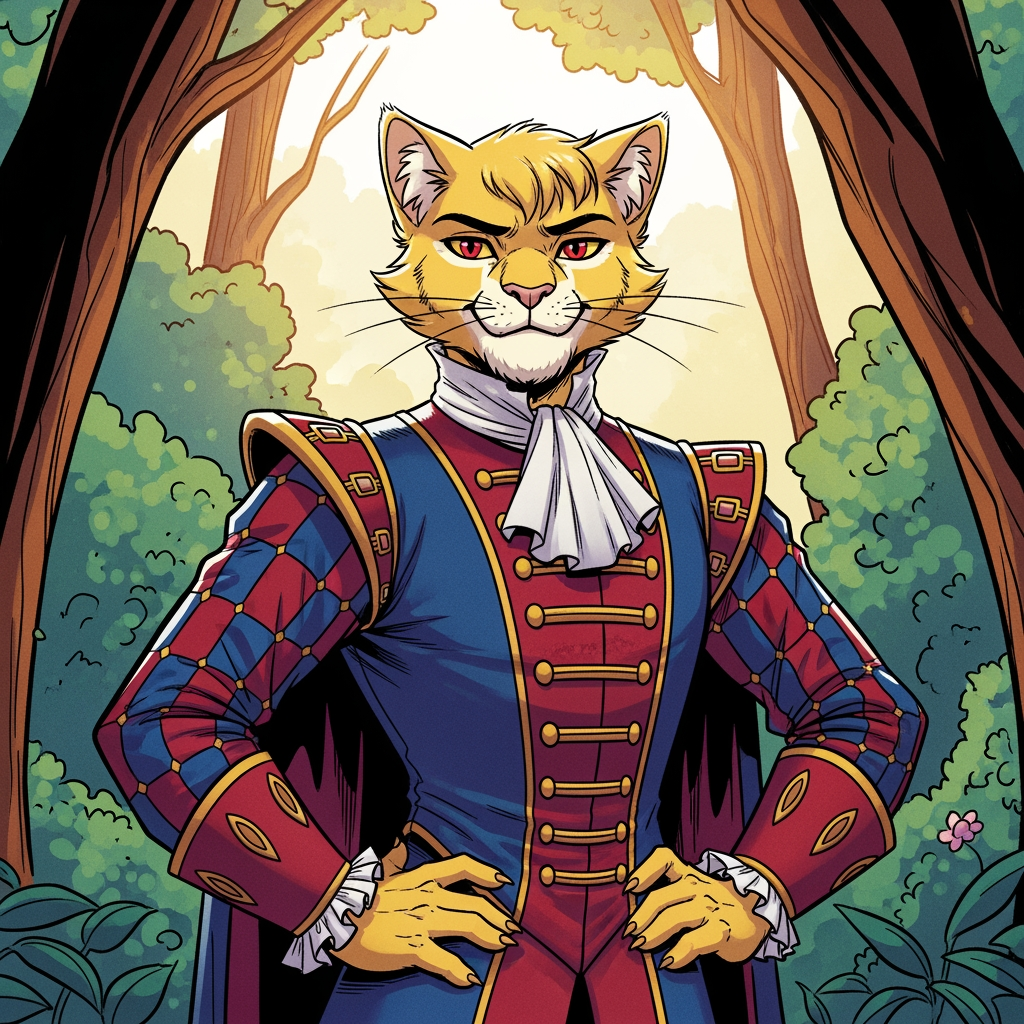 AI Design for # 🐱 Tristan Corvinhouse
If Jasper is the hero readers immediately want to root for...
**Tristan is the character they immediately want to roll their eyes at.**
Not because he's evil.
Not because he's a villain.
Because he's *annoying*.
And he knows it.
---
## First Impression
The first thing people notice about Tristan is that he's surprisingly small.
Not tiny.
Just slightly shorter than Jasper.
Which annoys him tremendously.
He wants to look grand.
Powerful.
Royal.
Important.
Instead, he's constantly trying to compensate.
---
## Fur
Like many members of House Corvinhouse, Tristan has:
🟡 Light golden-yellow fur
Almost like sunlight.
His fur is always well-groomed.
Always spotless.
Always perfect.
---
## Face
His most recognizable feature is his smile.
Not a warm smile.
Not a friendly smile.
A smug smile.
The kind that says:
> "I know something you don't."
Even when he absolutely doesn't.
---
## Eyes
🔴 Dark red eyes.
Sharp.
Expressive.
When he's teasing Jasper, they're full of mischief.
When he's embarrassed, they get wide.
When he's caught doing something stupid, he tries very hard to pretend he isn't embarrassed.
---
## Clothing
Tristan dresses like somebody who desperately wants everyone to remember he's royalty.
His outfit is:
🔵 Deep blue
🔴 Deep red
In a checkered pattern.
Rich fabrics.
Long sleeves.
Decorative buttons.
Fancy collars.
Everything is slightly more elaborate than necessary.
---
## Personality
Tristan loves attention.
Absolutely loves it.
If a room contains ten people, Tristan wants all ten people looking at him.
---
He constantly teases Jasper.
Not because he hates him.
Because Jasper is easy to tease.
And because Tristan secretly finds him interesting.
---
### Examples
Tristan:
> "Nice shot, Embermane. Were you aiming for the target or the tree behind it?"
Jasper:
> "I hit the target."
Tristan:
> "After three attempts."
---
He's that kind of character.
---
## His Biggest Flaw
He's insecure.
Deep down, Tristan feels like he has something to prove.
He's a prince.
He's expected to be impressive.
Expected to be confident.
Expected to be important.
Sometimes he's afraid he isn't.
So he hides that behind arrogance.
---
## His Biggest Strength
When things become serious...
Tristan shows up.
He complains.
He grumbles.
He acts like helping is beneath him.
Then he helps anyway.
---
## Pose
In illustrations:
👑 Standing dramatically
😏 Smirking
🫴 Gesturing while talking
🎭 Trying to look impressive
---
But occasionally:
😳 Looking embarrassed
😂 Laughing genuinely
😅 Being caught off guard
Those moments make readers like him.
---
## Silhouette
You'd recognize him instantly:
🐱 Smaller frame
👑 Royal clothing
🧥 Large sleeves
🎭 Confident pose
---
## Storybook Illustration Example
Imagine a chapter illustration.
Jasper has just won an archery competition.
The crowd is cheering.
Rufus is celebrating.
Ashen is playing music.
Pippa is clapping.
Milo is taking notes.
Shadow is drawing the event.
And standing nearby is Tristan.
Arms crossed.
Trying very hard not to look impressed.
Trying very hard not to smile.
Trying very hard not to admit that Jasper actually did a good job.
The illustration caption might as well read:
> "Tristan hated admitting when Jasper was right."
---
## The Feeling He Gives
Tristan isn't the villain.
He isn't the bully.
He isn't even really a rival in the traditional sense.
He's the prince who keeps trying to one-up Jasper, keeps getting dragged into adventures, and keeps accidentally becoming a better person along the way.
The kind of character who starts as:
> "Ugh, this guy."
And ends as:
> "Okay... maybe I like this guy."
😏👑🐱✨
more bolder comic book art szle lines in forest minimal shading vibrant colours onlz one version on the image bold black lines less detail like wrinklz lines more curvz and bolder thick lines