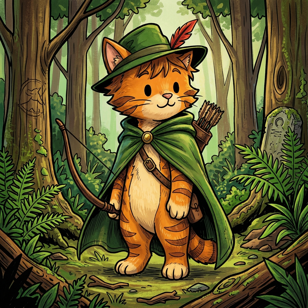 AI Design for Transform the character into a professional fantasy storybook illustration while preserving the exact design, proportions, pose, expression, colors, and simple black dot eyes. Do not redesign the character. Use expressive, confident linework with varied line weight, organic curves, and hand-drawn energy. Combine clean character readability with detailed painterly rendering. Add subtle fur texture, realistic fabric folds, weathered leather details, and natural woodland lighting. Rich forest atmosphere, layered foliage, adventure-novel mood, warm cinematic highlights, and detailed environmental storytelling. The line art should feel lively and artistic rather than perfectly smooth, with thicker outlines on the silhouette and finer interior details. Children's and young-adult fantasy book illustration quality, charming yet heroic, handcrafted traditional illustration feel, highly polished publishing-quality artwork.
You can also add:
Expressive inked linework, variable line thickness, organic brush pen strokes, illustrated fantasy novel aesthetic, detailed but readable, hand-painted storybook textures, classic adventure book charm.
The key phrase I'd definitely include is:
"Preserve the simple dot eyes and original proportions; increase artistic detail through linework, texture, lighting, and rendering rather than redesigning the character."
That tells the AI not to "upgrade" the face into realistic eyes, which is what often happens.