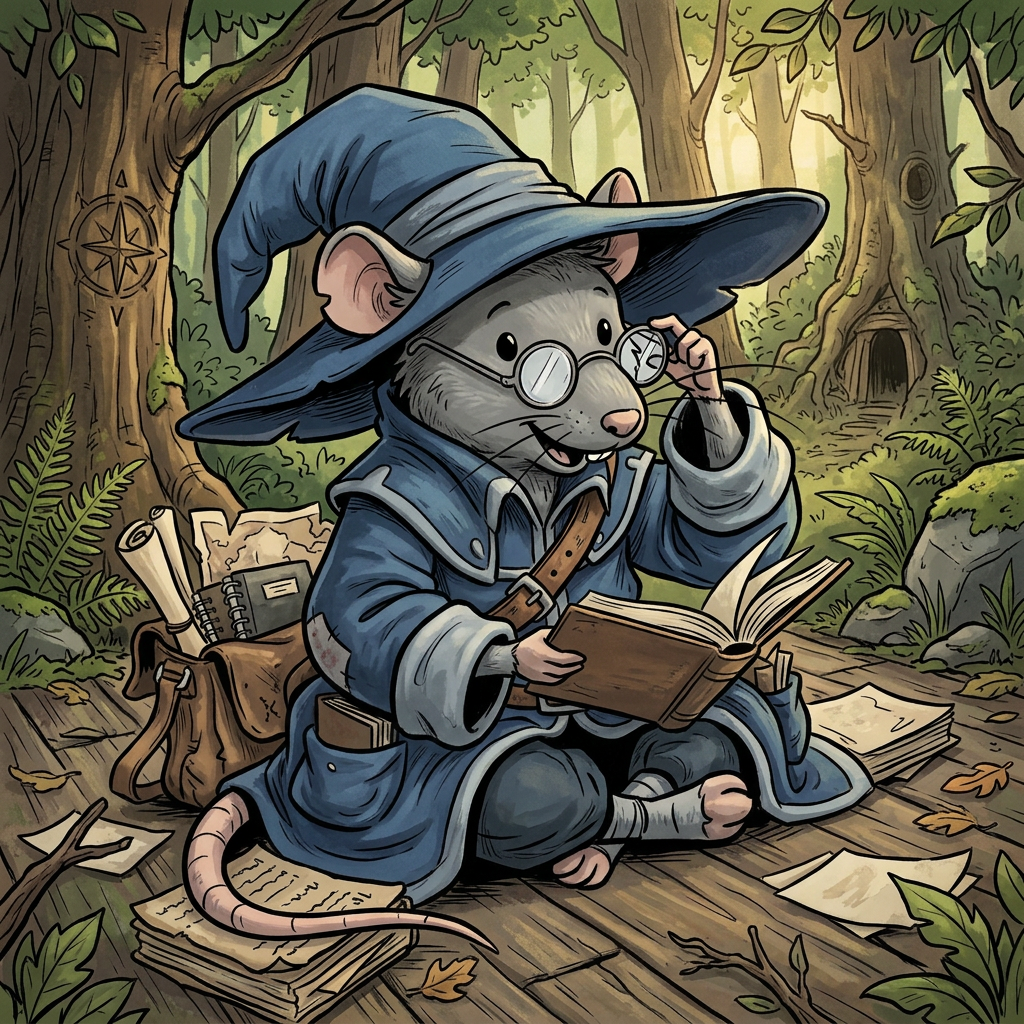AI Design for Transform the character into a professional fantasy storybook illustration while preserving the exact design, proportions, pose, expression, colors, and simple black dot eyes. Do not redesign the character. Use expressive, confident linework with varied line weight, organic curves, and hand-drawn energy. Combine clean character readability with detailed painterly rendering. Add subtle fur texture, realistic fabric folds, weathered leather details, and natural woodland lighting. Rich forest atmosphere, layered foliage, adventure-novel mood, warm cinematic highlights, and detailed environmental storytelling. The line art should feel lively and artistic rather than perfectly smooth, with thicker outlines on the silhouette and finer interior details. Children's and young-adult fantasy book illustration quality, charming yet heroic, handcrafted traditional illustration feel, highly polished publishing-quality artwork.
You can also add:
Expressive inked linework, variable line thickness, organic brush pen strokes, illustrated fantasy novel aesthetic, detailed but readable, hand-painted storybook textures, classic adventure book charm.
The key phrase I'd definitely include is:
"Preserve the simple dot eyes and original proportions; increase artistic detail through linework, texture, lighting, and rendering rather than redesigning the character."
That tells the AI not to "upgrade" the face into realistic eyes, which is what often happens. remove book on head