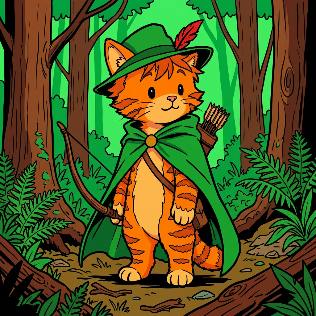 AI Design for more bolder comic book art szle lines in forest minimal shading vibrant colours onlz one version on the image bold black lines less detail like wrinklz lines more curvz and bolder thick lines i will give u an image for INSPIRATION